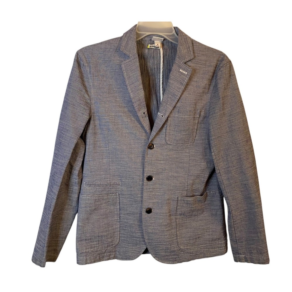 Merona Men's Heather Blue Cotton Sport Coat Blazer Jacket Size 38R Cool Summer